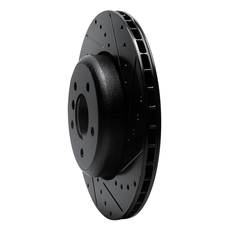 BMW 650I Brake Rotor (1) - Rear Right - R1 Concepts - Drilled & Slotted - Black - `04-`10